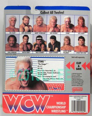 Galoob Toys WCW Sting The Stinger Wrestling Blue trunks MOC rare 2