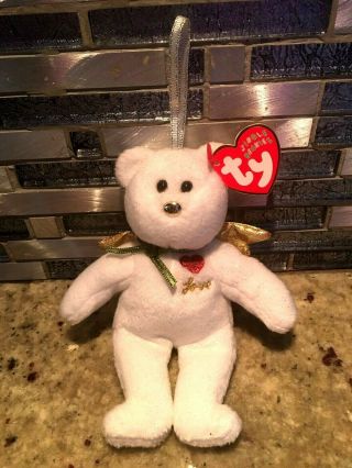 Rare Ty Jingle Beanie Babies " Gift " Angel Teddy Bear Ornament - Mwmts