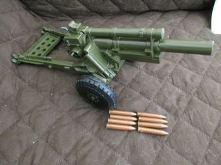 1960s Marx Lumar Wwii 12 " Plastic Us Army Field Artillery Cannon With 8 Shells