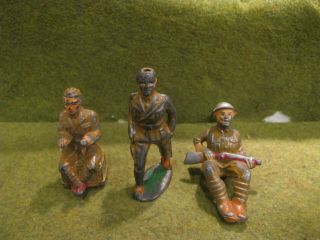 (3) Manoil? Barclay ' s Lead Soldiers Military Gun Metal Figures WWI WWII 2