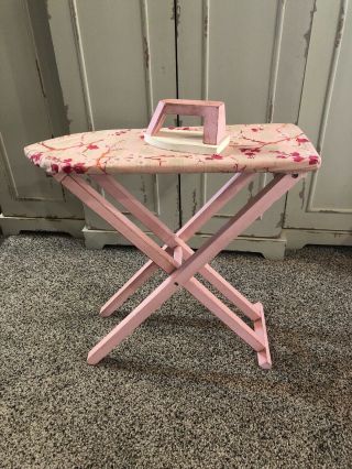 Wooden Toy Ironing Board Pink With Iron