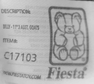 Fiesta plush Billy Goat toy gray white ram farm 11 