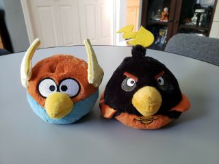 Angry Birds Space 6 Inch Plush Black Bomb And Lightning Bird With Sound