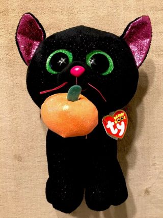 Ty Beanie Boo Potion 9 " - Black Cat With Pink Sparkle Ears - Oct 2018