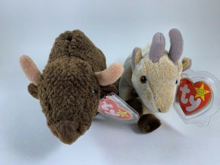 Ty Beanie Baby Bundle Goatee The Goat And Roam The Buffalo Retired Vintage
