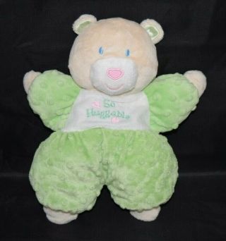 Kids Preferred Beige Teddy Bear Plush Soft Green Lovey So Huggable 12 "