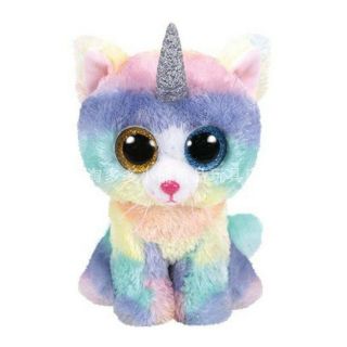 Ty Beanie Babies Boos Heather The Unicorn Cat Kitty Rainbow Plush Toy
