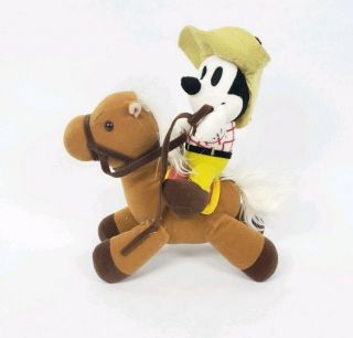 Disney Cowboy Mickey Plush On Horse Stuffed Toy Doll Western 10 "
