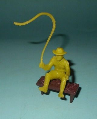 1970s Marx Western Play Set Plastic 54mm Wagon Driver With Whip In Lime Green