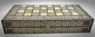 Stunning Persian Khatam Backgammon Chess Board Inlaid Wood Mother Of Pearl Woww