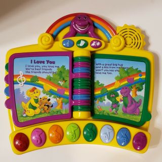 Barney Electronic Interactive Musical Nursery Rhymes Toy Piano Book Mattel 2001