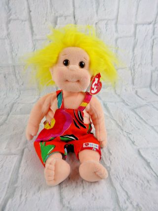Ty Beanie Kid " Jammer " In His Tropical Over - Alls From Tygear 2000 Retired Nwt