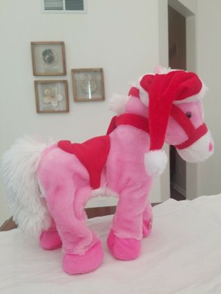 Dan Dee Pink Christmas Animated Walking Musical Plush Horse 4
