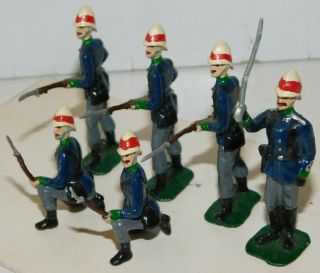 Old 1980s Metal,  British Infantry,  Fso,  Standing On Guard W/officer,  6 Piece Set