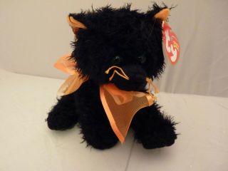 2005 Ty Beanie Babies Moonlight The Black Cat W/orange Bow & Tags (10 ")
