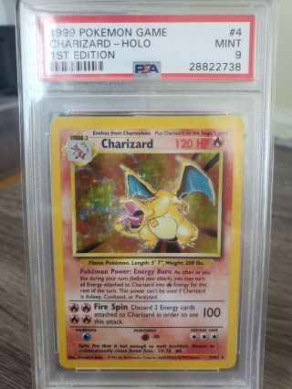 Charizard Psa 9 1999 Base Set Holo Pokemon Card 4/102 1st Edition Mislabel