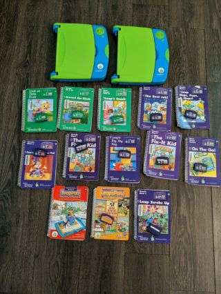 2 Leapfrog Leappad Learning Systems And 12 Books & Cartridges - Level 1 & 2