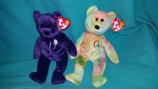 Ty Beanie Babies Princess Peace Birthday Bears With Tags 3 For $9