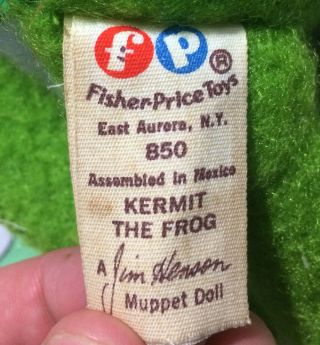 Vintage 1976 Fisher Price 850 Jim Henson Kermit The Frog Polyester Muppets Doll