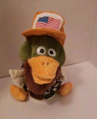 Gemmy Plush Duck Singing Willie Nelson On The Road Again American Flag Camo Vest