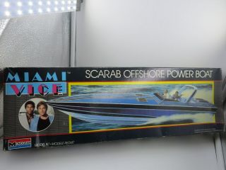 Miami Vice Scarab Offshore Power Boat Model Kit Monogram In Open Box