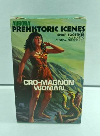 1971 Aurora Prehistoric Scenes Cro - Magnon Woman Model Kit W/ Box Complete