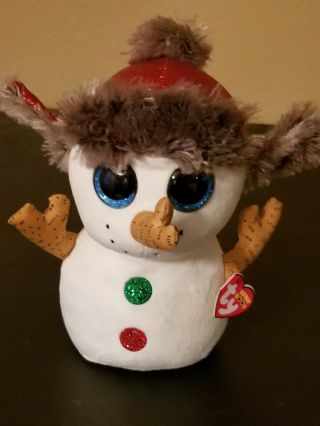 Ty Beanie Boos - Buttons The Snowman (medium 9 Inch) - Mwmts Boo Toy