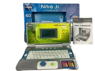 Vtech Nitro Jr Notebook Kids Laptop W/ 2 Game Cartridges Educational Games Toy