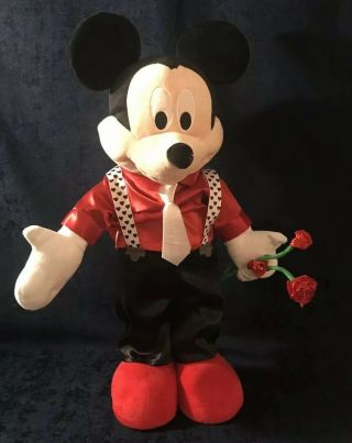 Disney Mickey Mouse Large Plush Doll - 24 Inch Tall Red Roses Standing