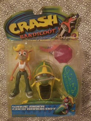 1999 Resaurus Crash Bandicoot Wave Rider Coco Figure