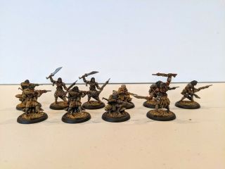 Warmachine Menoth/Mercenaries Idrian Skirmishers w/ Chieftain and Guide painted 8