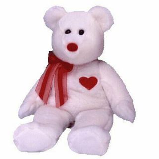 Ty Beanie Buddy - Valentino The White Bear (14 Inch) - Mwmts Stuffed Animal Toy