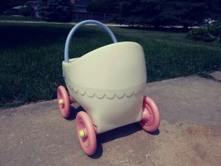 Vintage Little Tikes White and Pink Doll Carriage Buggy Pram Stroller Child Size 4