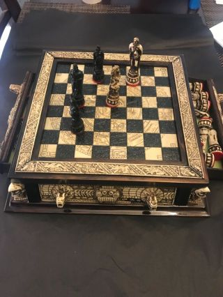 Aztec Vs Conquistador Chess Set,  Wood And Resin