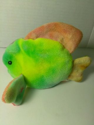 Authentic Ty Beanie Baby Coral the Tie - Dye Fish Rare 3rd/1st Gen 2
