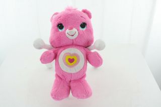 Pink Care Bear 12 " Plush Stuffed Animal Toy Embroidered Heart Yellow