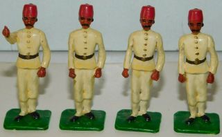 Old 1980s Metal,  British Egyptian Army,  Artillery Gunners? Standing,  4 Piece Set