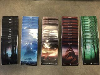 50x Unstable Lands Sleeved Full Art Island,  Swamp,  Mountain,  Plains,  Forest