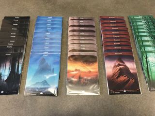 50x Unstable Lands Sleeved Full Art Island,  Swamp,  Mountain,  Plains,  Forest 4