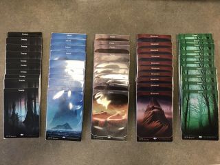 50x Unstable Lands Sleeved Full Art Island,  Swamp,  Mountain,  Plains,  Forest 5