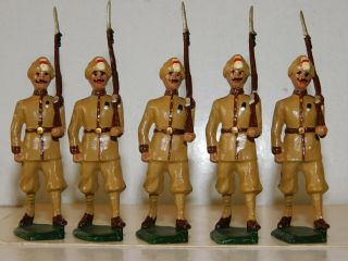 Old 1980s Metal,  British Indian Army,  12th Frontier Force Marching,  5 Piece Set 5