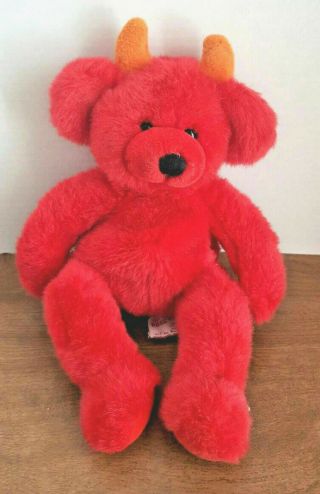 Red Devil Plush Teddy Bear Dante 4613 Stuffed Animal 12 " Toy By Russ Berrie & Co