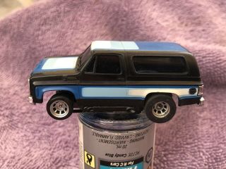 Aurora AFX,  Chevy Blazer,  Black,  Blue,  Lighted Magnatraction Chassis,  HO Slot SUV. 3