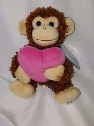 Russ Berrie Shining Stars Monkey With Code Tag Holding Heart