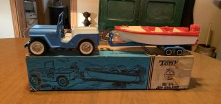 Early Vintage Tonka Jeep Clipper Boat Runabout Set No.  516 1960s,  Very Rare