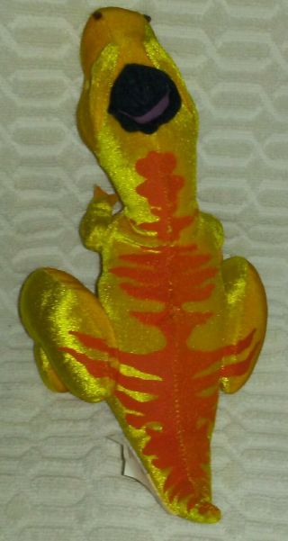 8” to 10“Disney Store Meet The Robinsons Yellow Orange T - Rex With Hat Plush 2