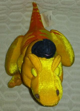 8” to 10“Disney Store Meet The Robinsons Yellow Orange T - Rex With Hat Plush 3