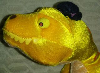 8” to 10“Disney Store Meet The Robinsons Yellow Orange T - Rex With Hat Plush 5