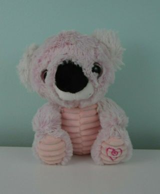 Kellytoy Koala Bear Plush Stuffed Animal Toy Pink White Heart Ribbed Sparkle Eye
