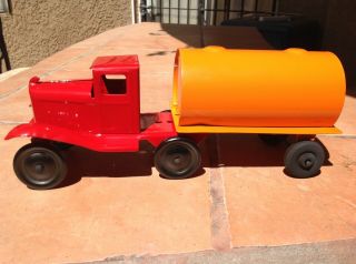 Antique 30 ' s Marx / Girard Truck And Tanker Set Pressed Steel 2